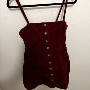 Divided by H&M red corduroy button down mini dress, size 4 small